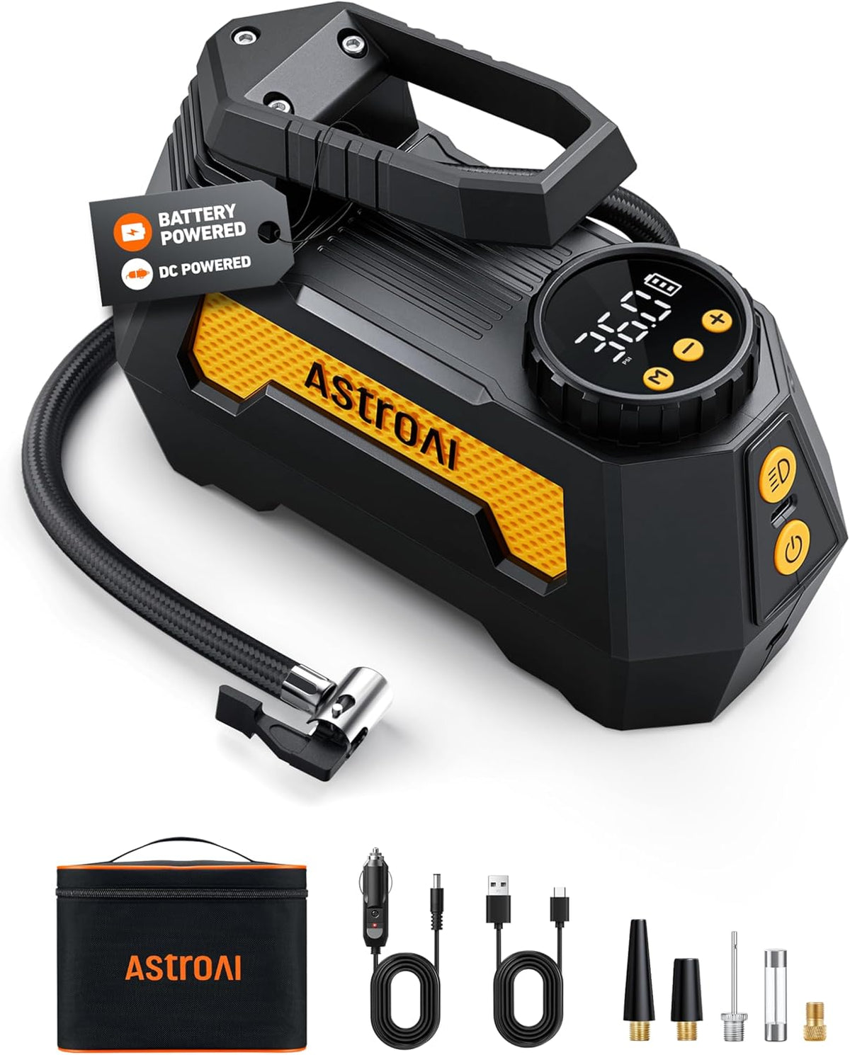 Astroai H2 Pro Cordless Tire Inflator Portable Air Compressor 12VDC Battery