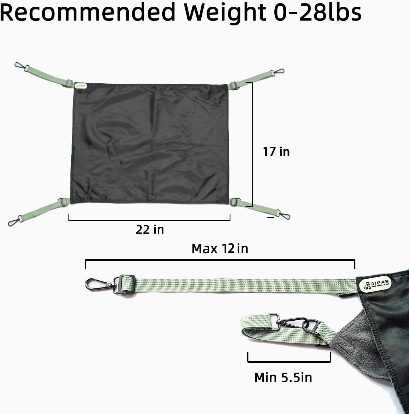 Cat Hammock for Cage - Washable Soft Outdoor Mat, Waterproof Cooling Pad for Cats (Large, Black)