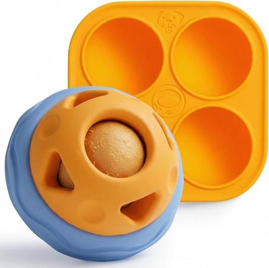 Nocciola Enrichment Dog Ball Toy, Frozen Treat Molds & Interactive Feeder for Small Medium Dogs, Freezable Rubber Dog Lick Toy Long-Lasting to Keep Them Busy, Engagement & Anxiety Relief-L