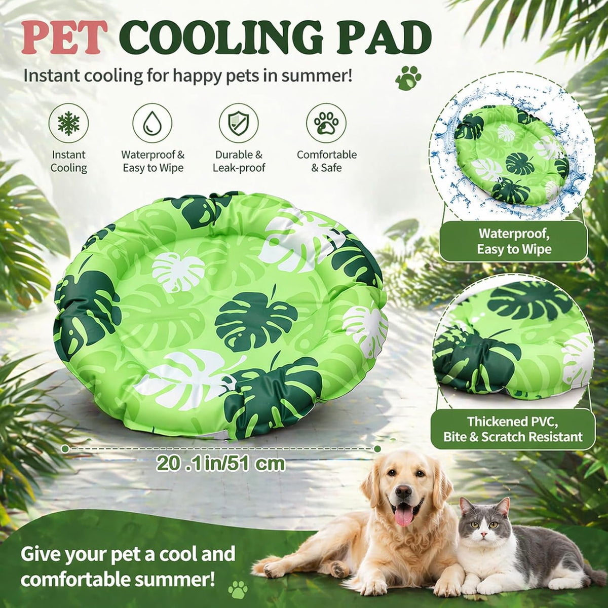 Drydiet Pet Cooling Mat for Cats & Small Dogs, Gel Pad, Washable, 20.1 In