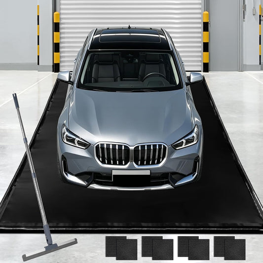 Tolanbbt 7'9" X 18' Garage Floor Mat, Heavy Duty Water Containment Mat with 1.2" Raised Edges, Protection from Snow Mud Rain and Oil, Non-Slip Garage Parking Mat for Suvs Trucks
