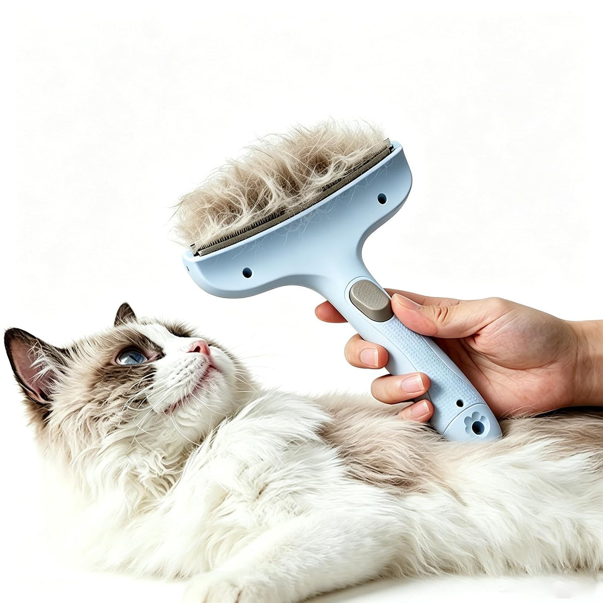 Pet Deshedding Brush, Grooming Tool for Dogs & Cats, Blue
