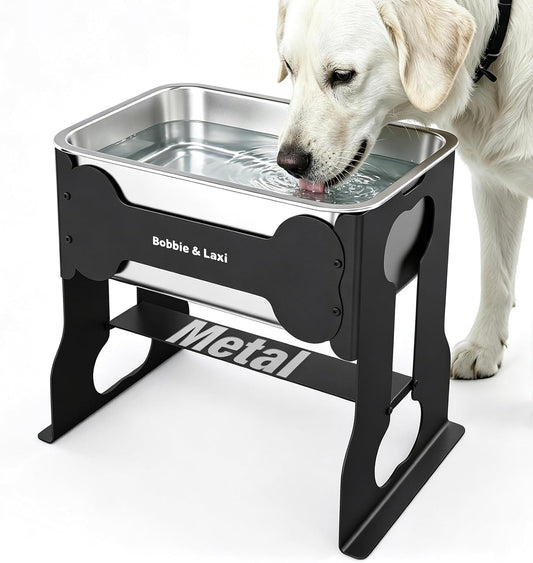 Bobbie & Laxi 14" Elevated Dog Water Bowl, 2.4 Gal Stainless Steel Bowl