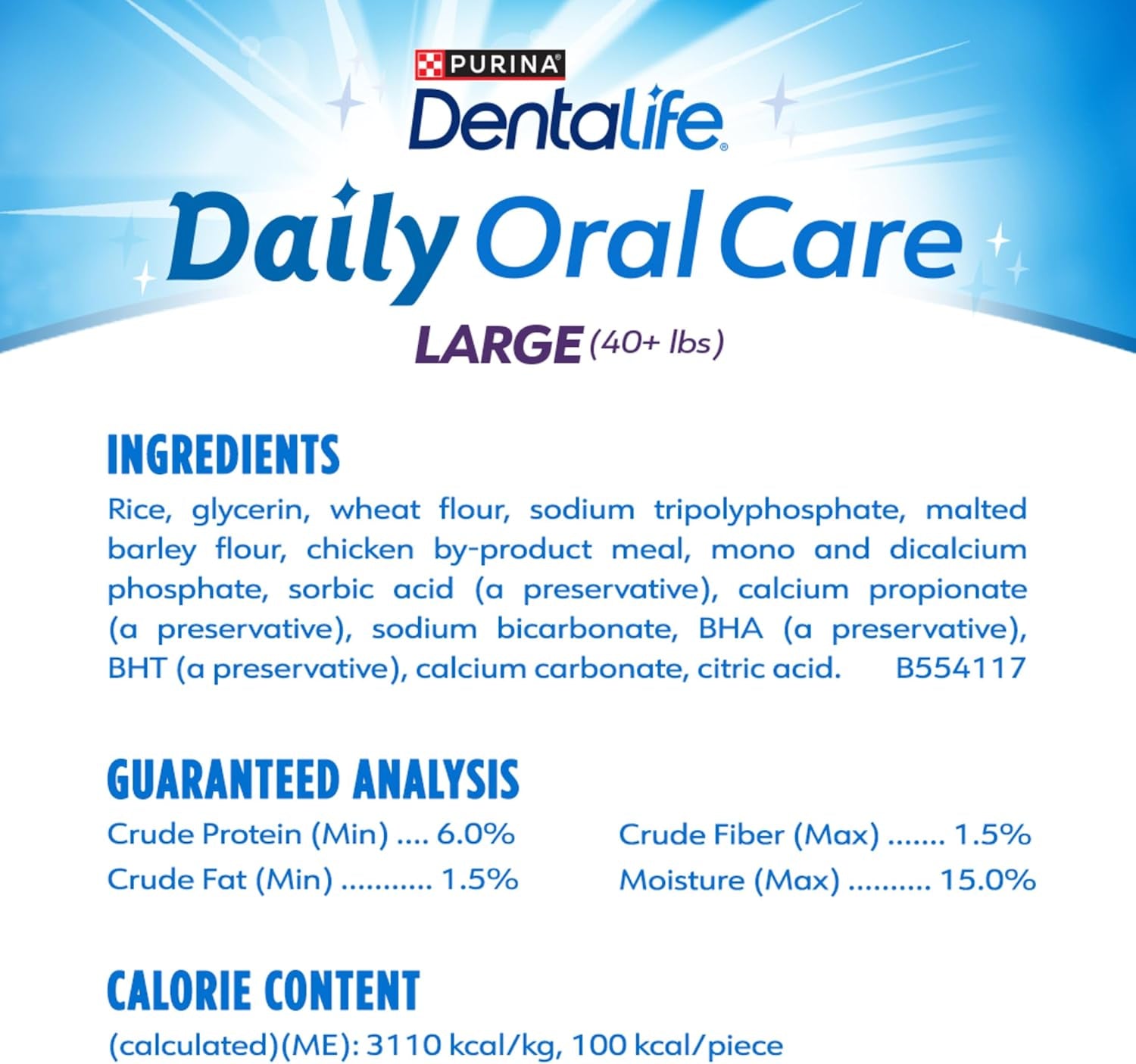 Purina Dentalife Made in USA Facilities Large Dog Dental Chews, Daily - 18 Ct. Pouch