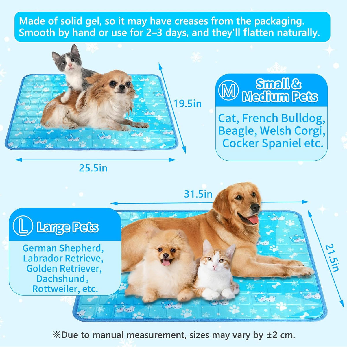 Dog Cooling Mat, Non Toxic Gel Cooling Pad for Small to Large Dog