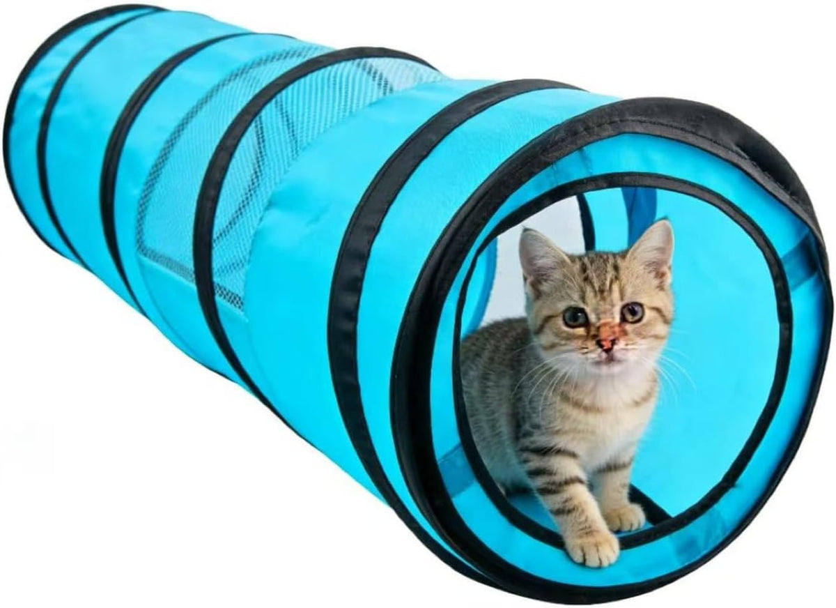 PAWISE Cat Tunnel for Indoor Cats, Collapsible Pet Tube with Peek Hole