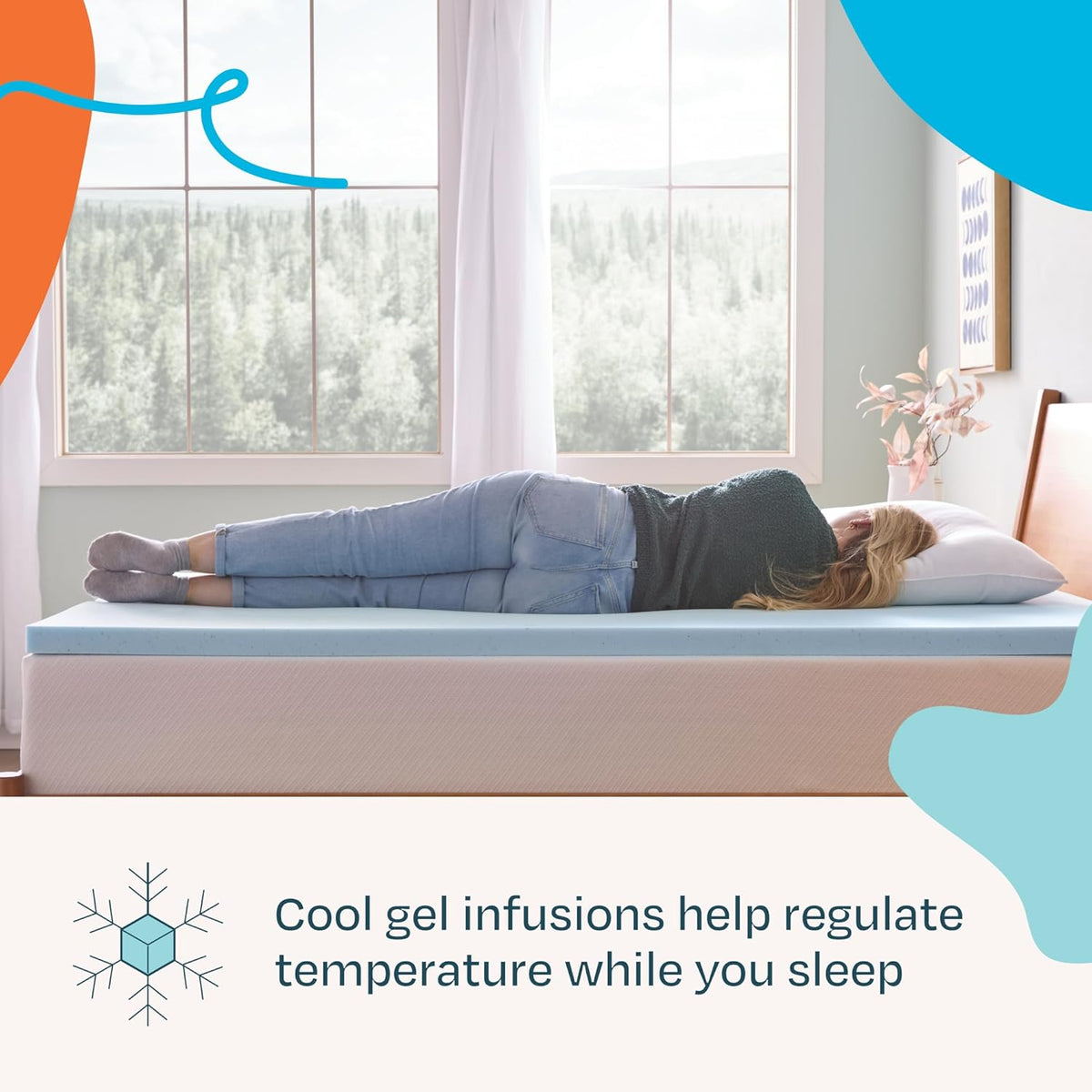 Linenspa 2 Inch Gel Memory Foam Mattress Topper, Plush, Cooling, Queen Size