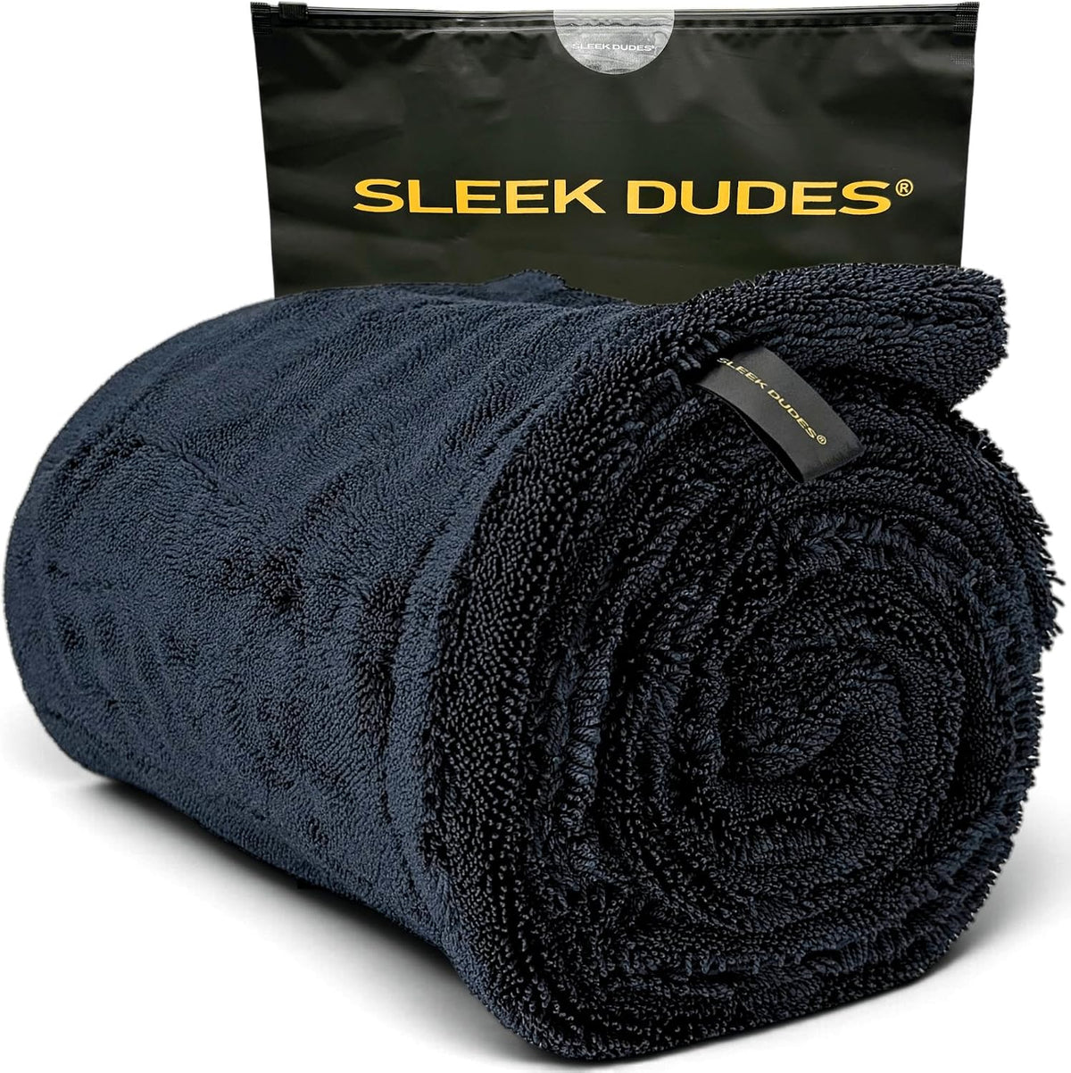 Sleek Max Dry 2K - 2000GSM Microfiber Car Drying Towel, 20X31In, Black