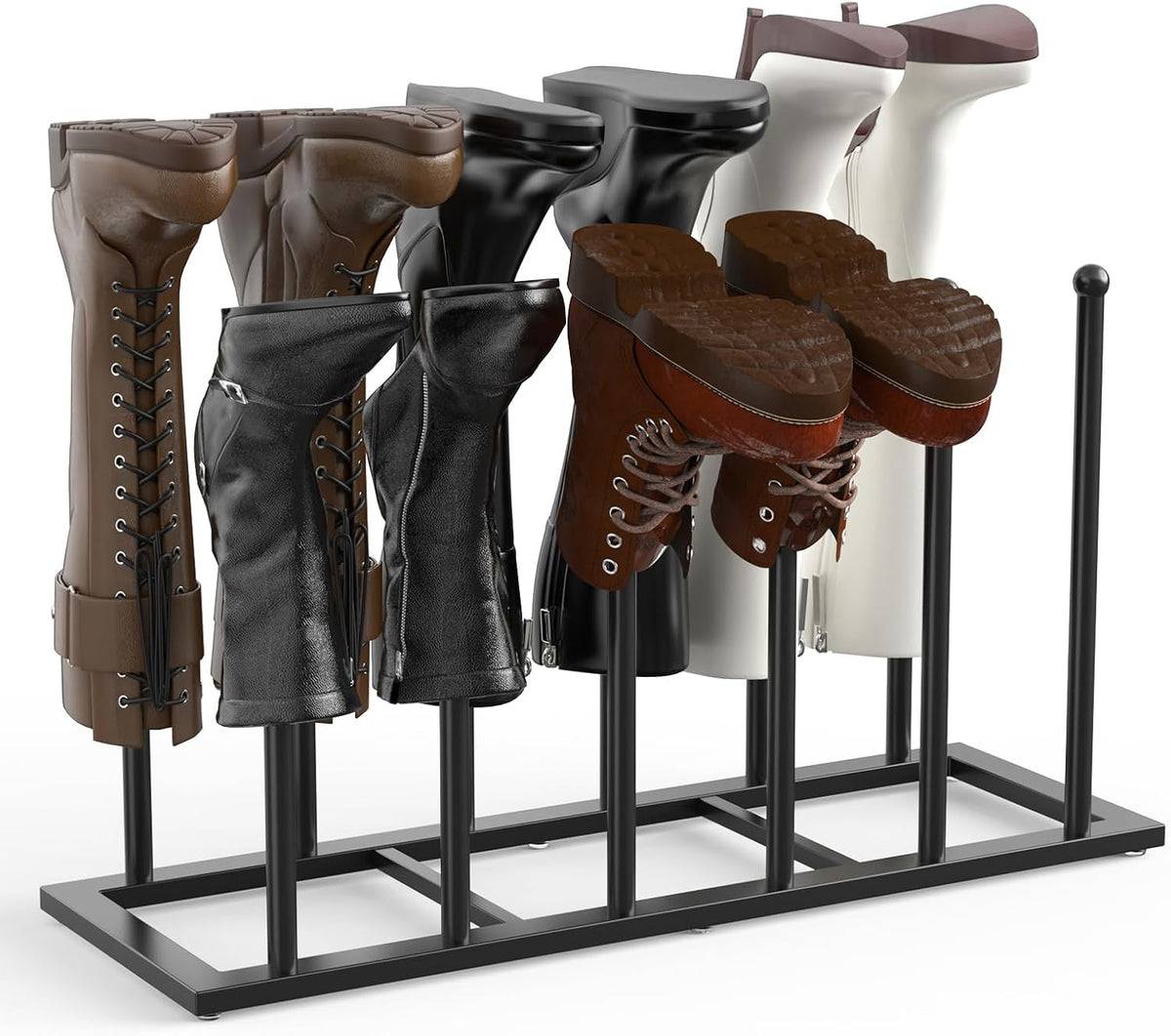 Boot Rack for Tall Boots, 19.5" Boot Organizer Holds 6 Pairs, Black