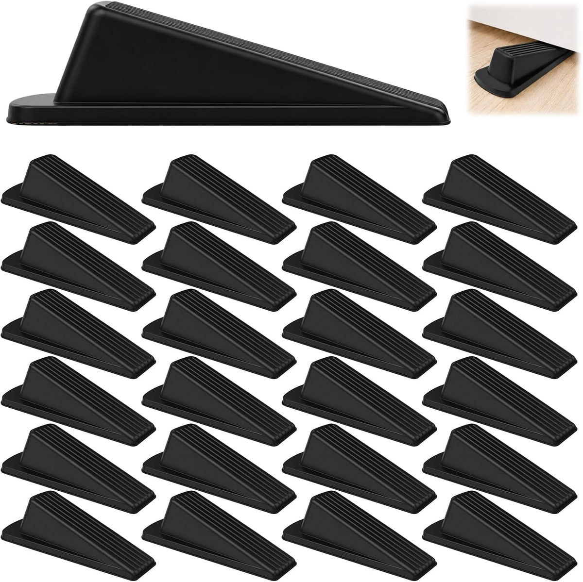 Tebery 24 Pcs Door Stoppers for Bottom of Door, Non-Slip Rubber Door Wedge