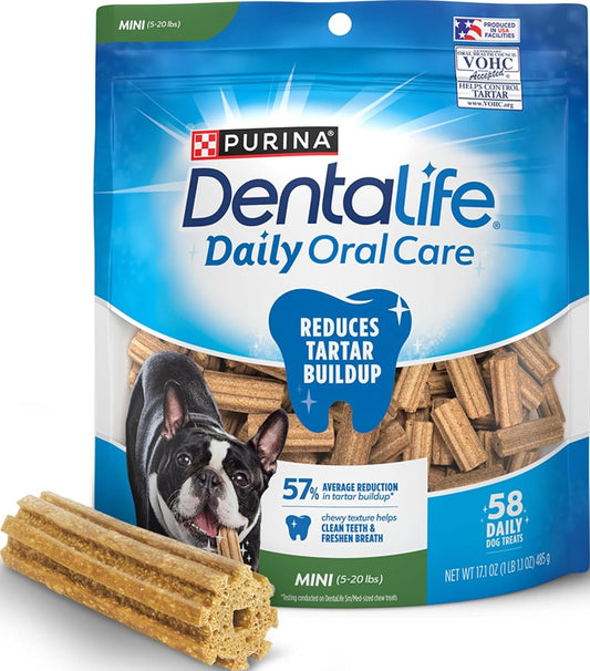 Dentalife Purina Daily Oral Care Dental Dog Treats for Small Dogs, 58 Ct