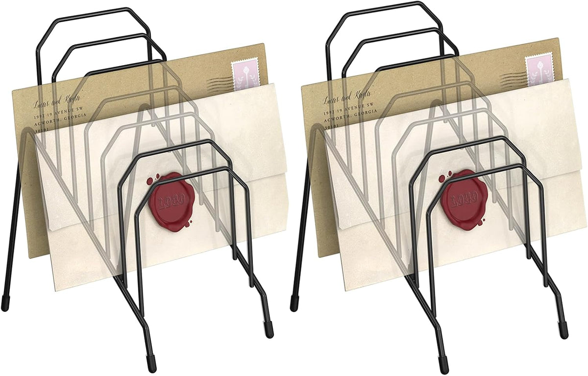Incline Desk Mail Organizer Letter Holder with 6-Section 2 Pack