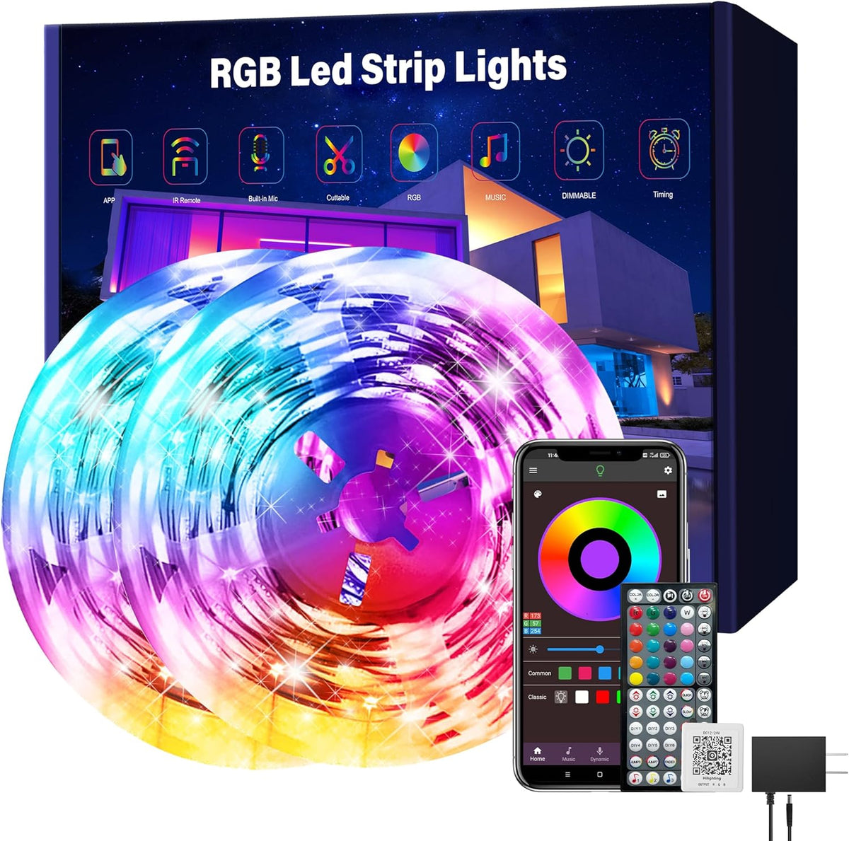 Ledagic Led Lights for Bedroom 150 Ft (2 Rolls of 75Ft), RGB Led Lights