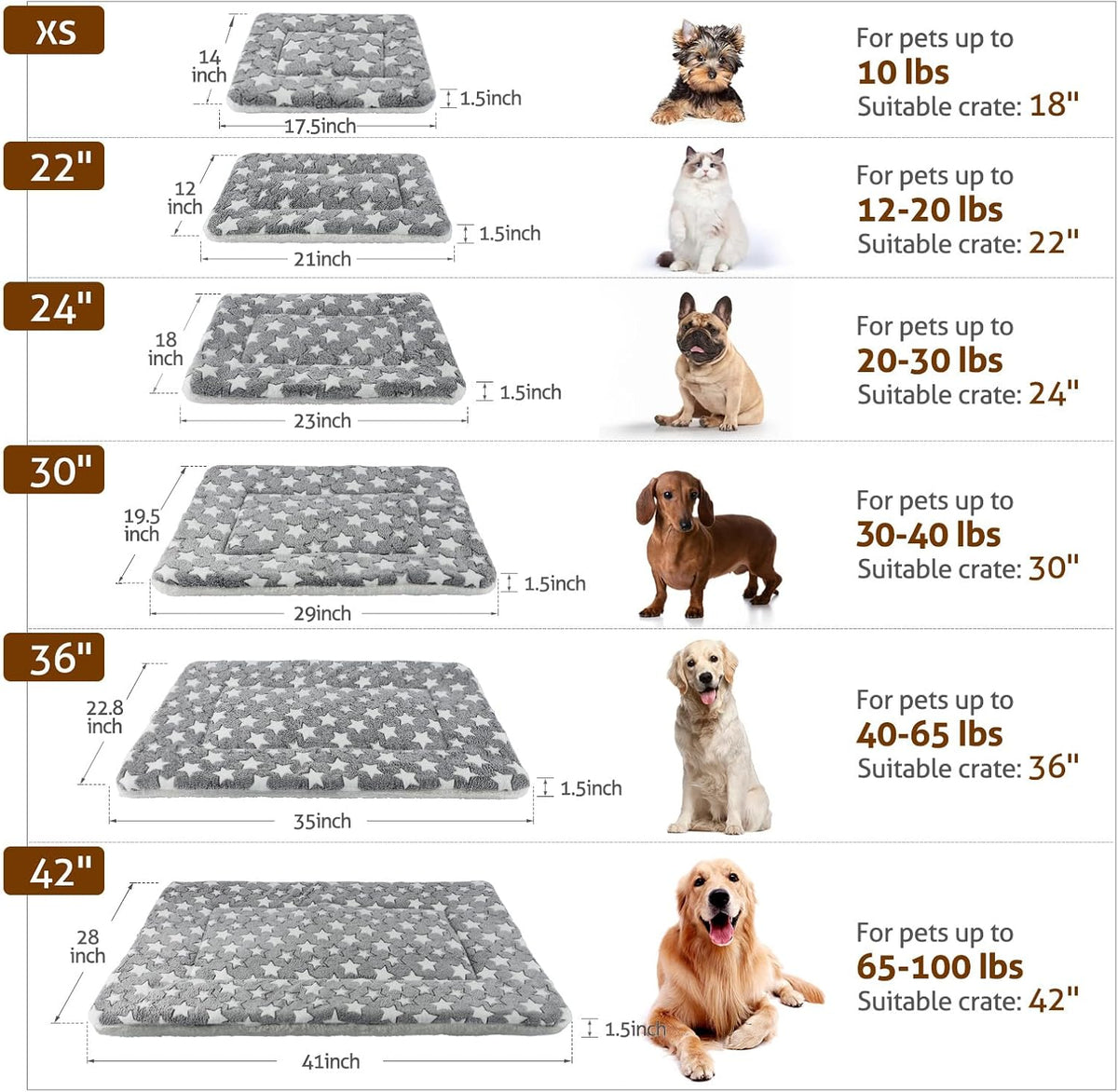 Mora Pets Cat Bed Ultra Soft Dog Crate Pad Star Print 14 X 17.5 Inch Grey