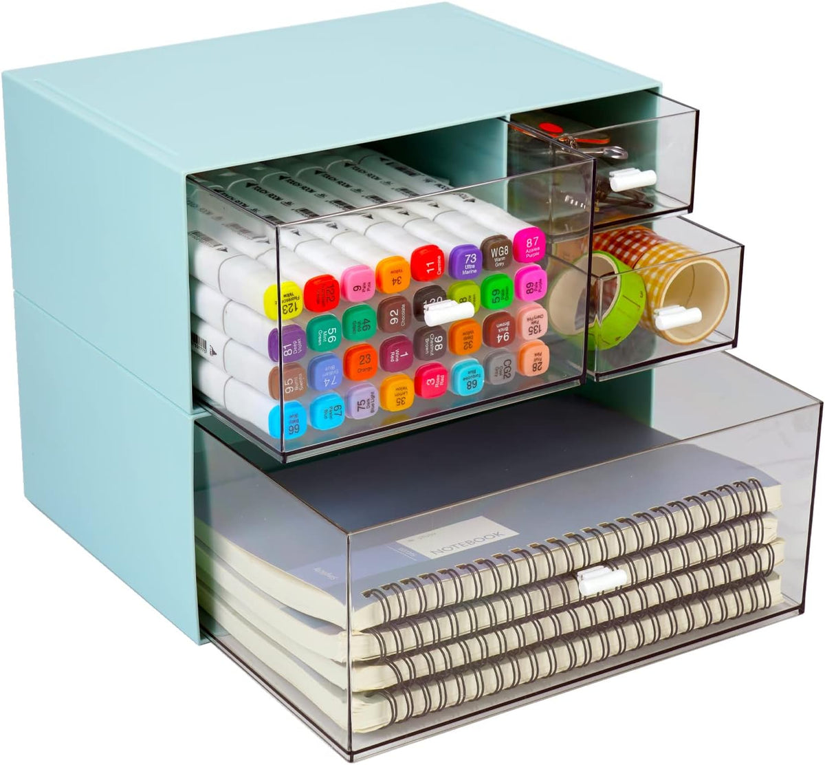 Stackable Storage Drawers, Office Desk Organizer with 4 Mix Drawers