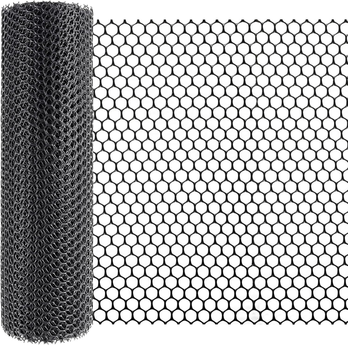 Chicken Wire Fencing Roll 15.7 in X 20 Ft, Black Plastic Garden Mesh