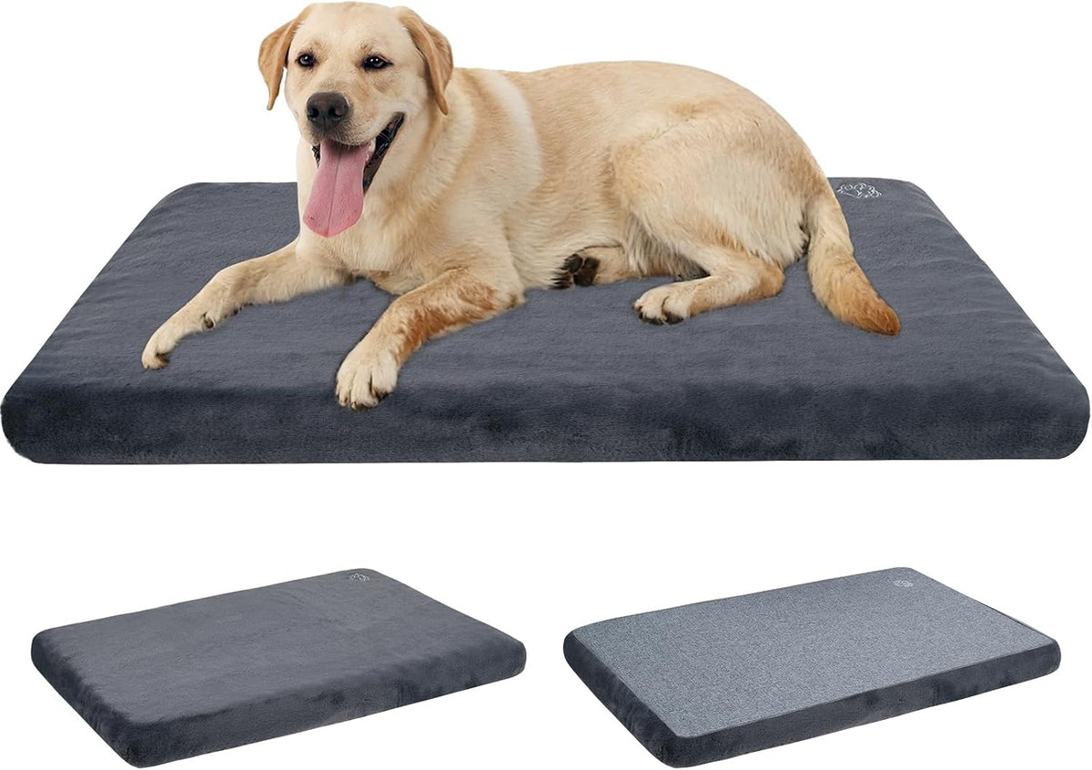 EMPSIGN Stylish Dog Bed Mat Dog Crate Pad Mattress Reversible (Cool & Warm), Water Proof Linings, Removable Machine Washable Cover, Firm Support Small to XX Large Dogs, Grey,Xl(41''''*28''''*3'''')