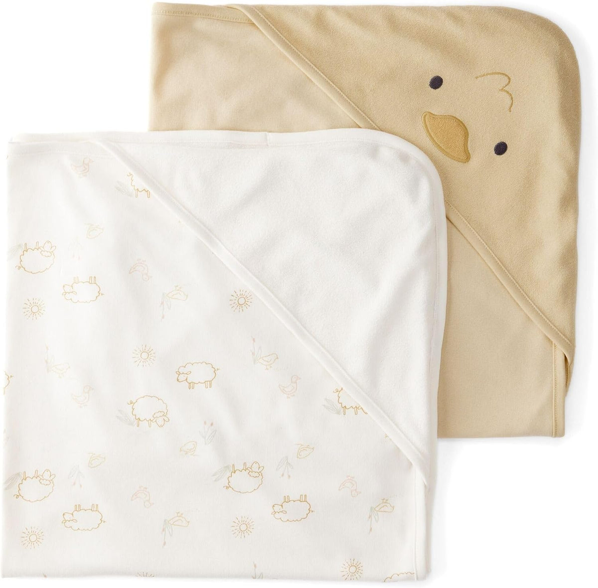 Carter'S Baby Hooded Towel, Yellow/Ivory, 2-Pack