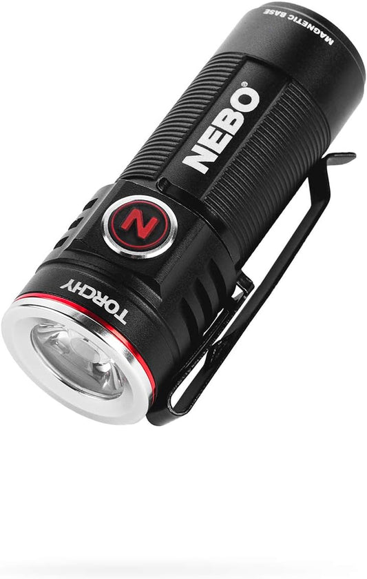 NEBO Torchy Rechargeable Pocket Flashlight | 1,000 Lumens, 5 Light Modes, Magnetic Base & Steel Clip, Water Resistant, LED Mini Flashlight for EDC & Camping, Includes Charging Cable