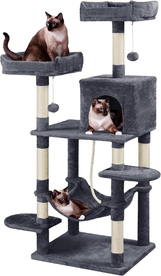 Yaheetech 59In Cat Tree for Large Cats, Condo Tower with Scratching Posts
