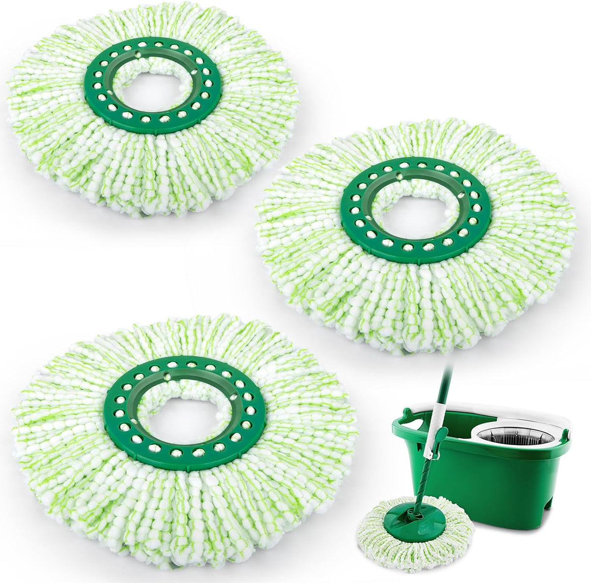 Spin Mop Head Replacement for Libman Tornado Mop Refill, Microfiber 3-Pack