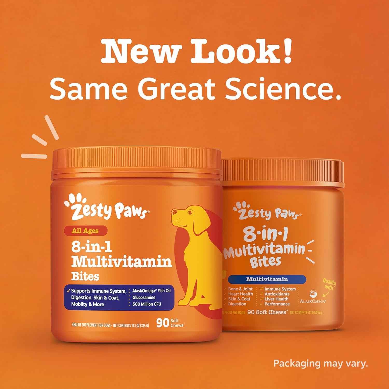 Zesty Paws Multivitamin Treats for Dogs, Glucosamine Chondroitin Joint Support + Digestive Enzymes & Probiotics, Grain Free Dog Vitamins and Supplements for Skin & Coat, Peanut Butter - 90Ct