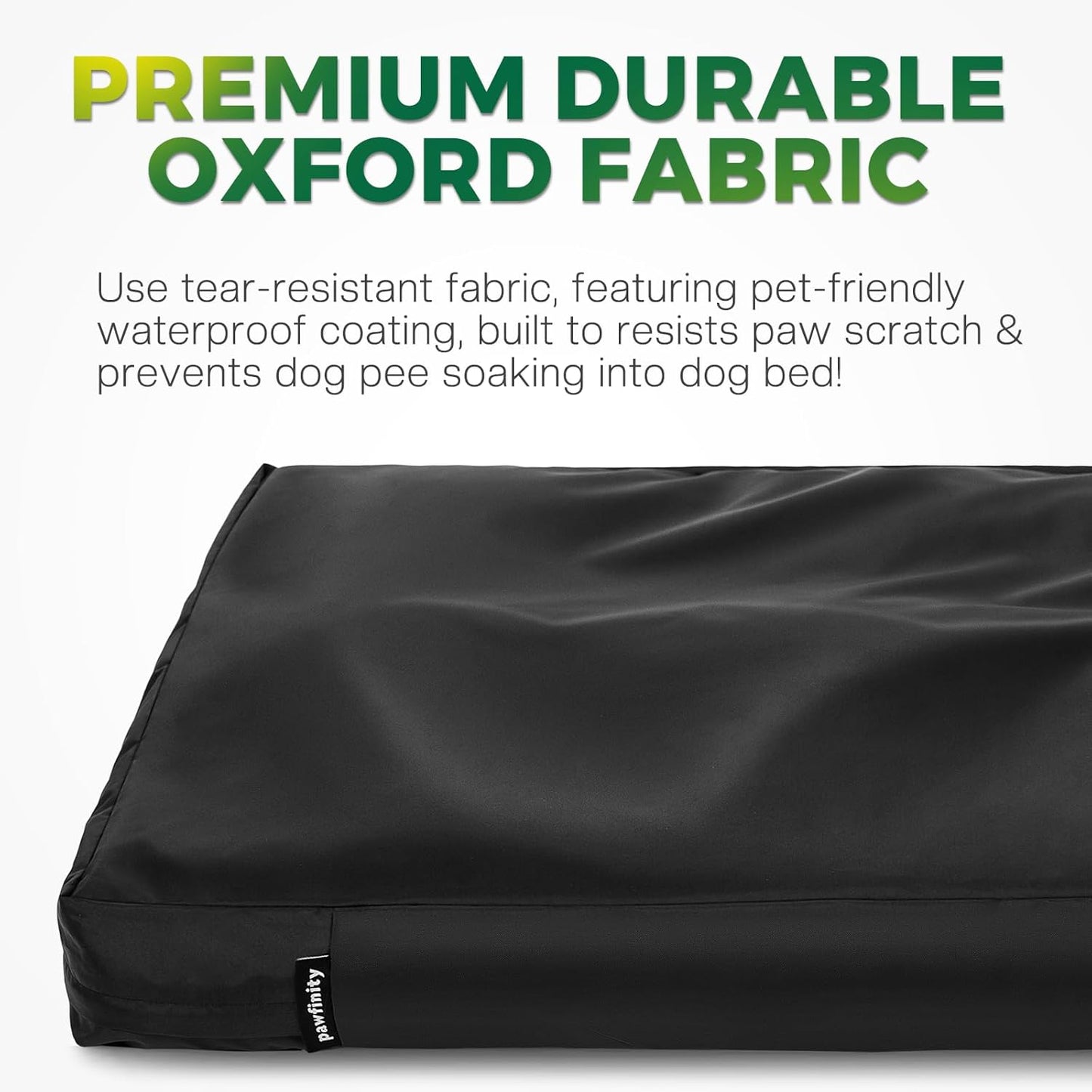 PAWFINITY Waterproof Dog Bed Cover Replacement Washable, Easy to Clean, Pet Hair Resistant, Heavy Duty Oxford, Zipper Closure, Indoor/Outdoor Use, Fits 36 Inch Dog Crate -Large -35"X 22"X 3.5", Black