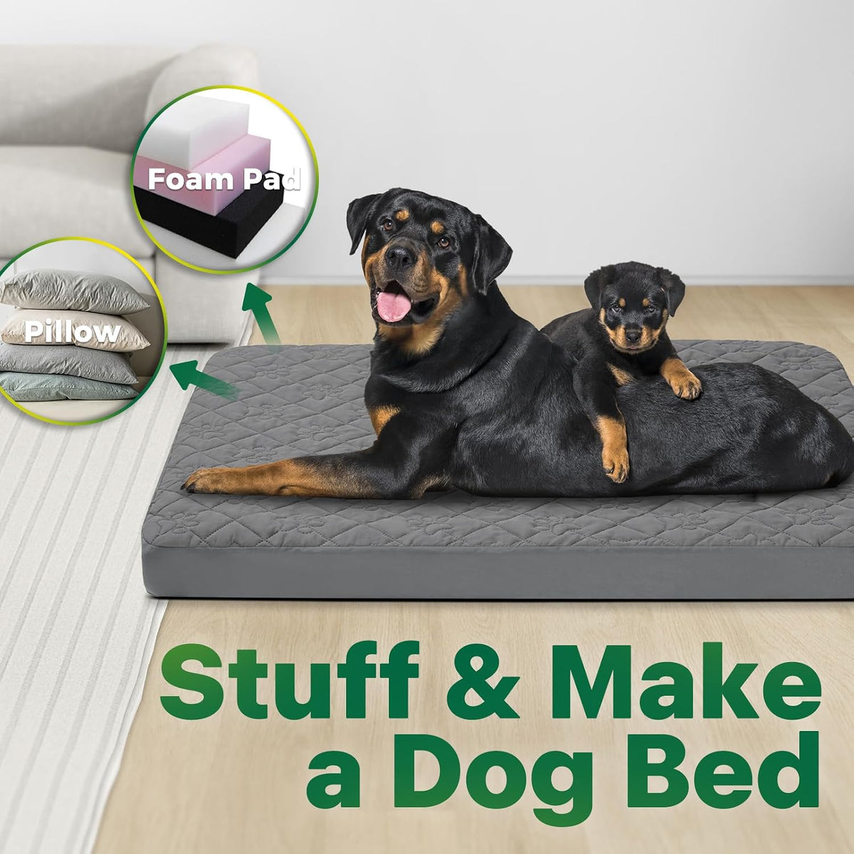 PAWFINITY XXL Waterproof Dog Bed Cover Replacement, Fitted Sheet Washable