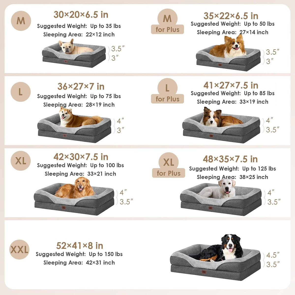 EHEYCIGA Orthopedic XL Dog Bed for Large Dog, Memory Foam Dog Couch, Grey