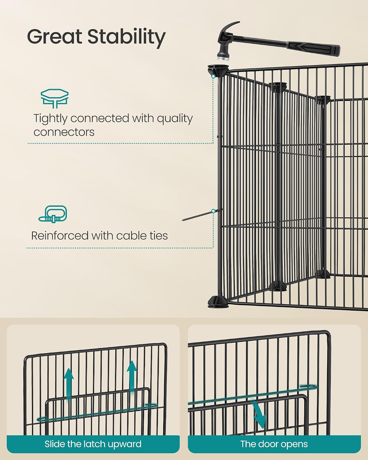 SONGMICS Guinea Pig Cage, Steel Wire Small Animal Enclosure