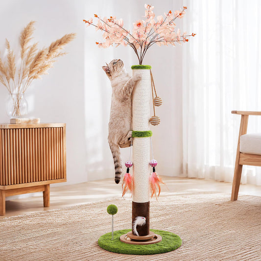 Flower Cat Scratching Post, 45 Inch Scratching Post for Indoor Cat Adults