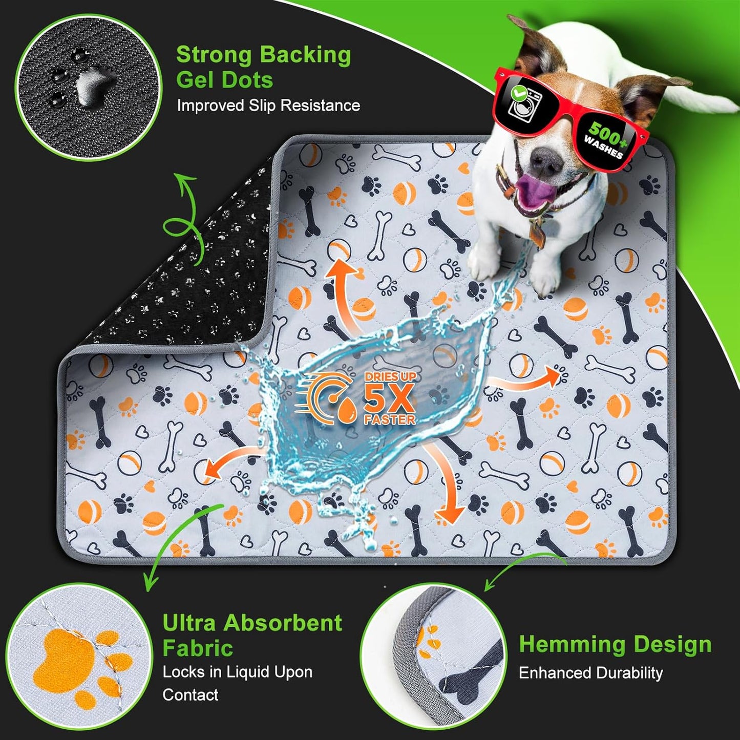 Hompet Dog Grass Pad with Tray Large, 41"X27", 2 Reusable Artificial Turf for Dogs Potty, Waterproof Non-Slip Washable Pee Pads, Quickly Absorbency Portable Dog Litter Box for Indoor/Outdoor Use
