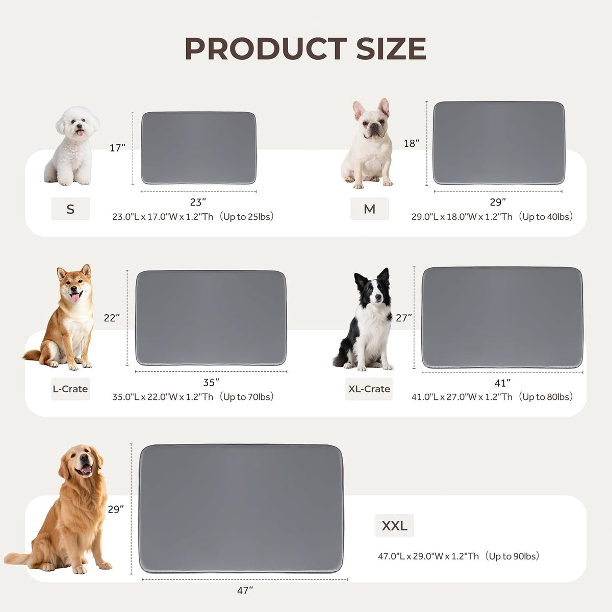 Waterproof Cooling Dog Crate Pad for Mid-Large Dog Indoor Outdoor