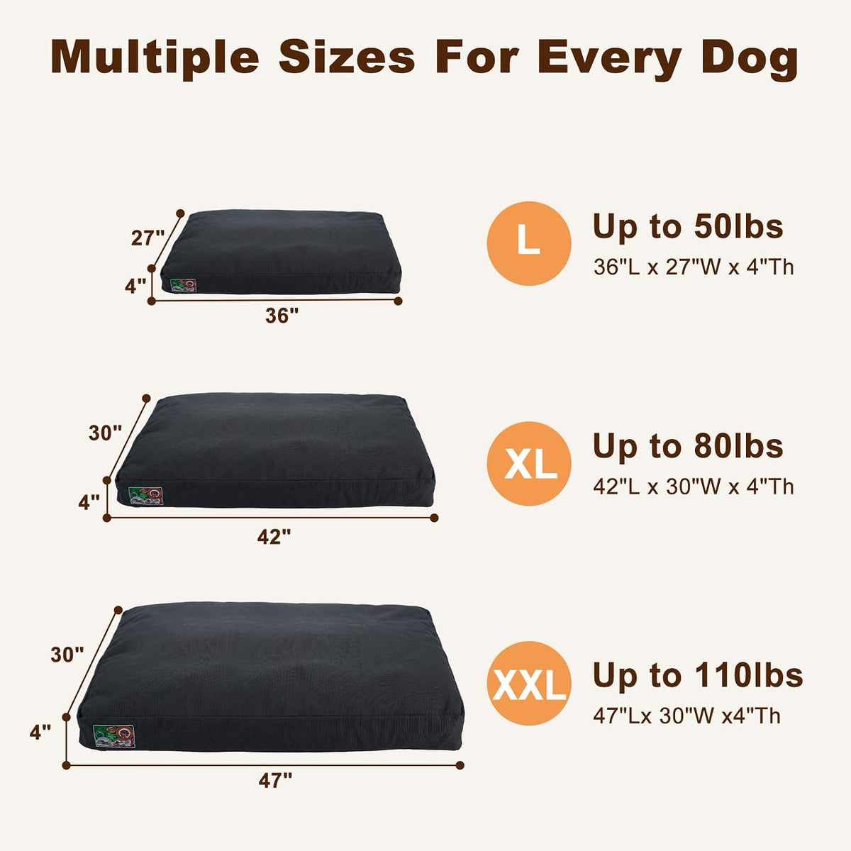 JOEJOY Chew Proof Indestructible Dog Bed for Large Dog, Chewproof Crate Pad