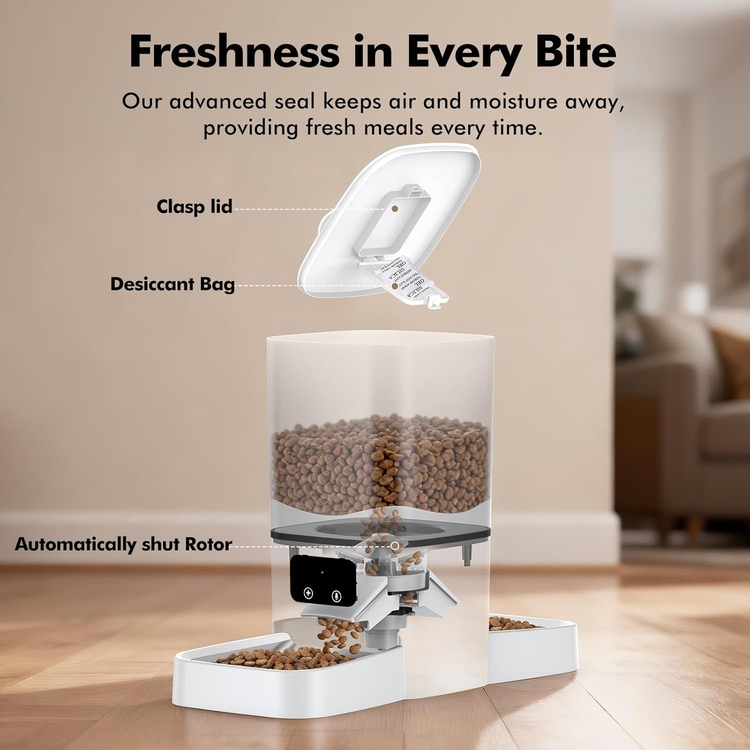 Automatic Cat Feeder for 2 Cats, 6L/25 Cup Large Capacity Wifi Pet Feeder with 2 Stainless Steel Bowls, Dual Power Supply, APP Control, 10S Voice Recorder, Timed Dry Food Dispenser for Multiple Pets