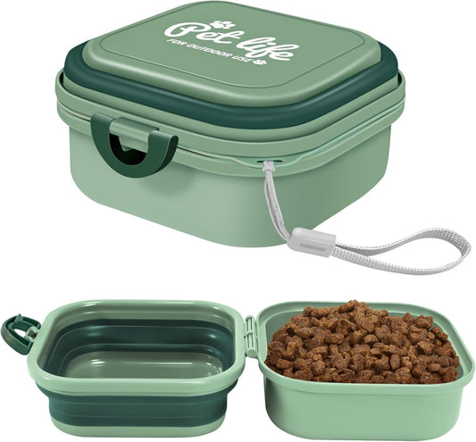 Collapsible Dog Bowls, 2-In-1 Portable Food and Water Feeder