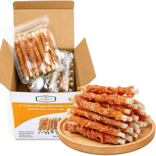 Amzey Dog Treats, Chicken Wrapped Rawhide Sticks, 4 Packs, 24 Oz (1.5 Lb)