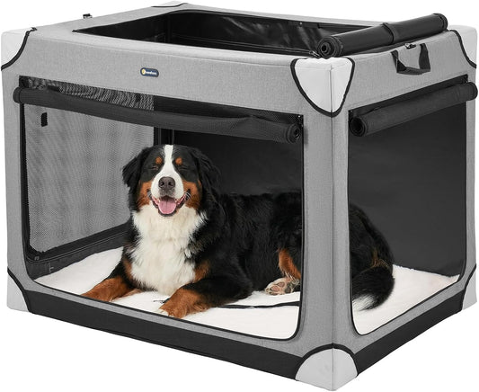 Veehoo 42" Collapsible Dog Crates for Large Dogs, Portable Dog Travel Crate