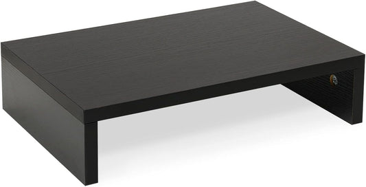 TEAMIX Black Monitor Stand Riser, Wood Desk Organizer for Laptop & Computer