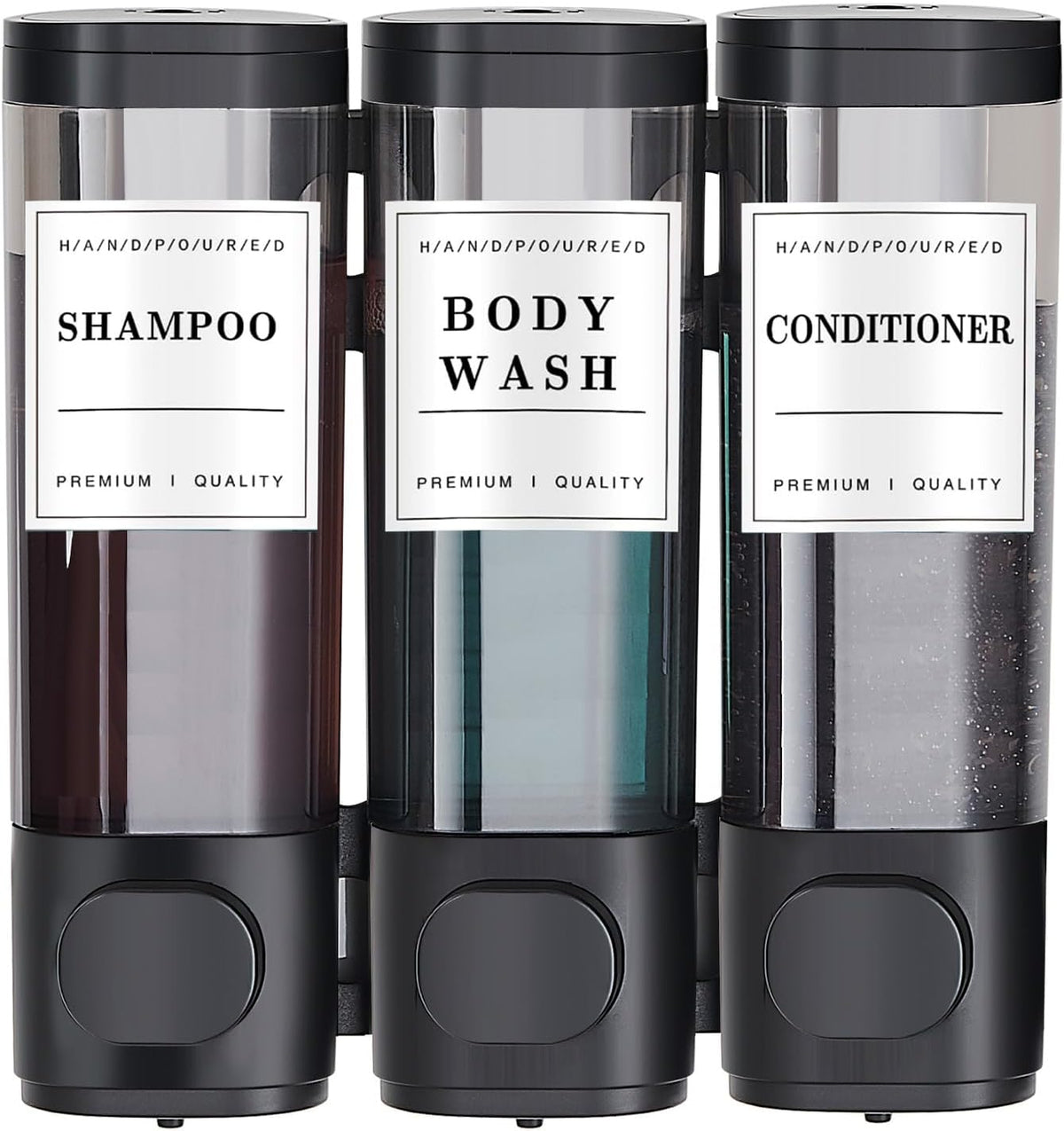 Shampoo and Conditioner Dispenser,Black 3 Chamber*300Ml