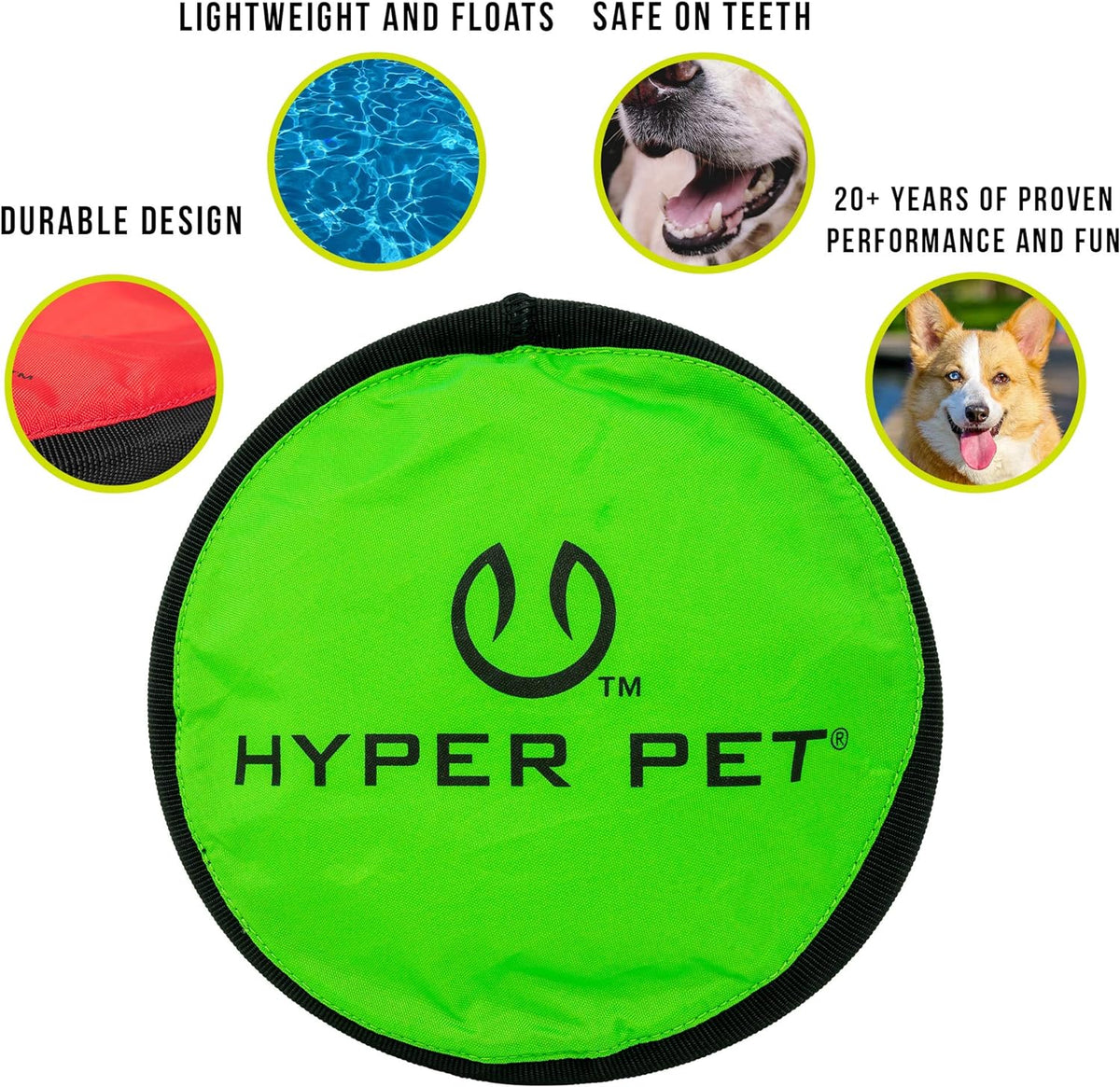 Hyper Pet Flippy Flopper Flying Disc Soft Dog Toy 9 Inch, Floats, 2 Pack