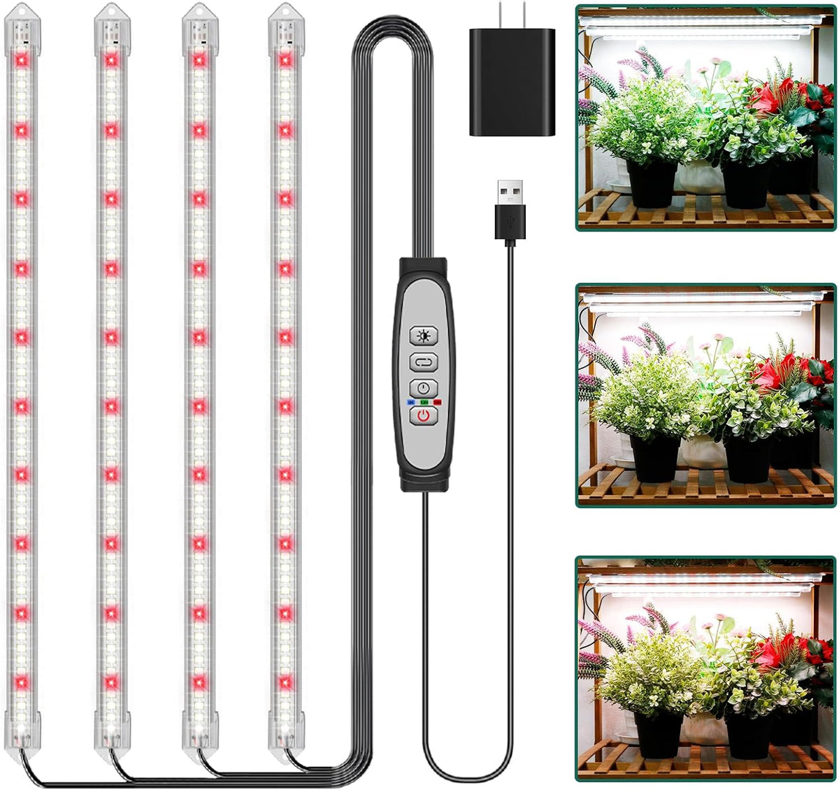 Grow Light Strips for Indoor Plants, 16" Full Spectrum Plant Light