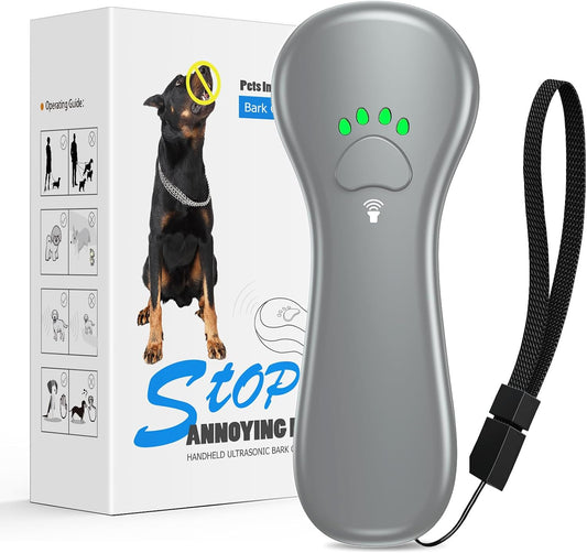 Anti Barking Device Dog Barking Control Devices Rechargeable Ultrasonic Dog Bark Deterrent up to 16.4 Ft Effective Control Range Safe for Human & Dogs Portable Indoor & Outdoor Grey