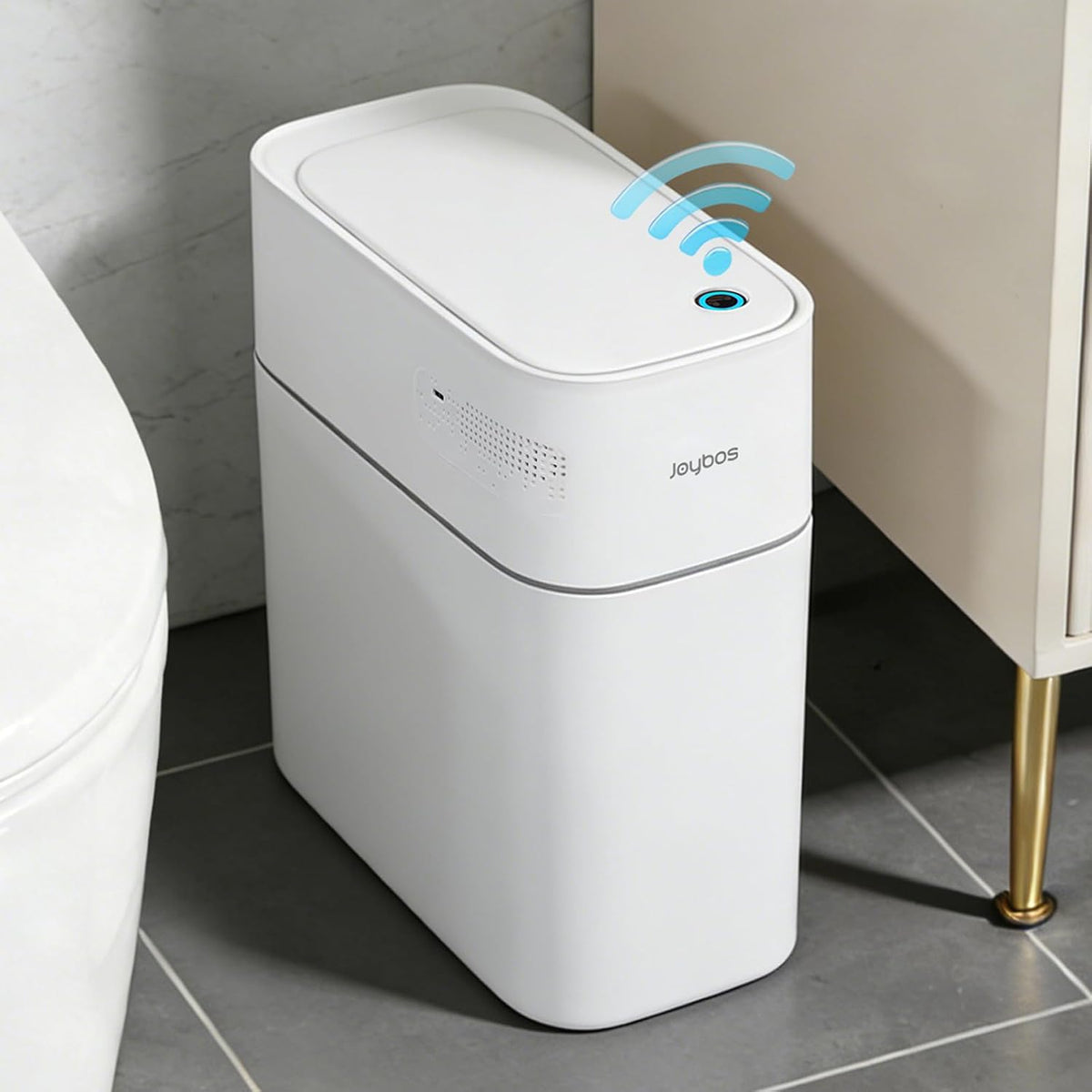 JUDRDO 3.5 Gal Slim Touchless Bathroom Trash Can, Automatic Diaper Pail