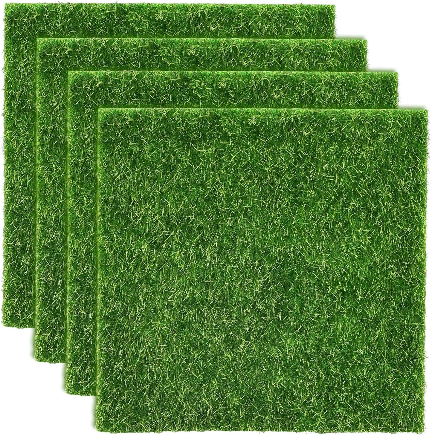 Shindel 4 Packs Fake Grass Decor for Crafts, 6" X 6" Fairy Artificial Moss for Miniature Garden, Dollhouse Accessories Diorama Supplies DIY Decoration