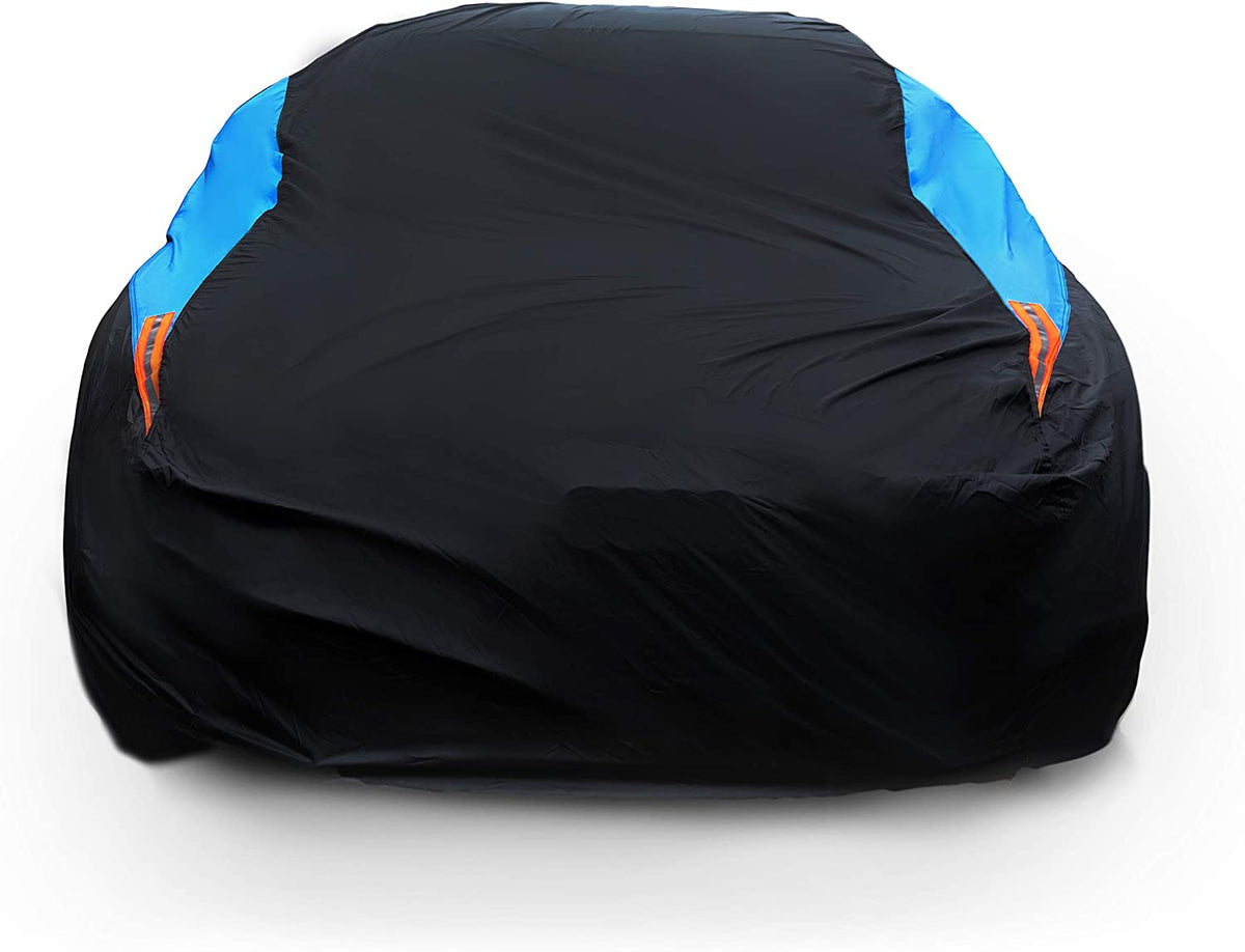 MORNYRAY Waterproof Car Cover All Weather Snowproof UV Protection Windproof Outdoor Full Car Cover, Universal Fit for Sedan (Fit Sedan Length 194-206 Inch, Blue)