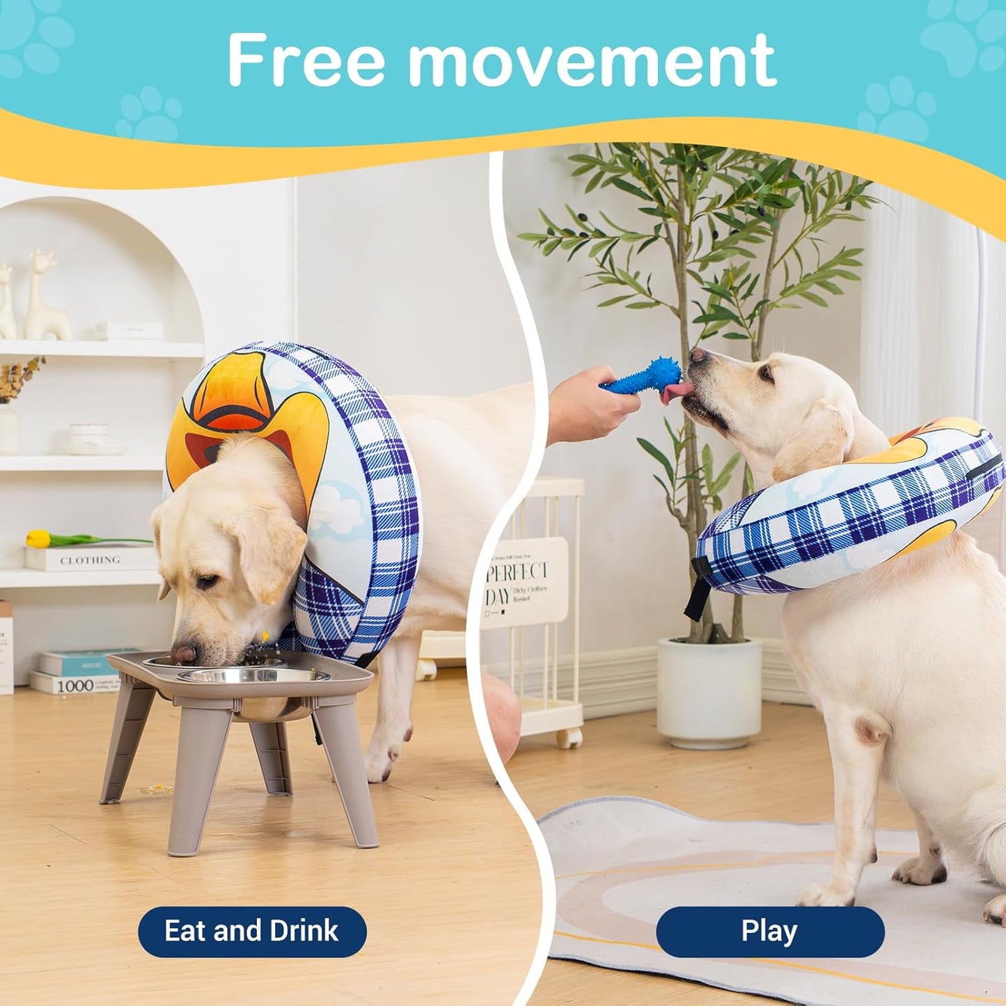 Avont Inflatable Dog Cone Collar after Surgery, Soft Dog Donut Collar to Stop Licking, E Collar Cone Alternative for Small Medium Large Dogs -Cowboy(S)