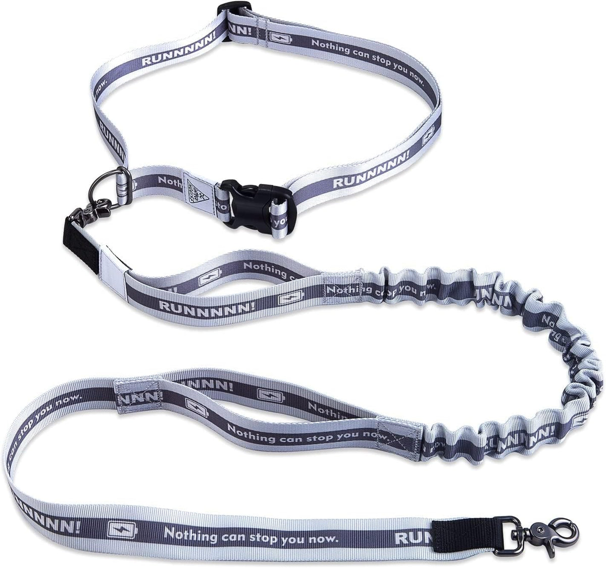 Hands Free Dog Leash,Waist Belt, Shock Absorbing Bungee, Dual Handles, Grey