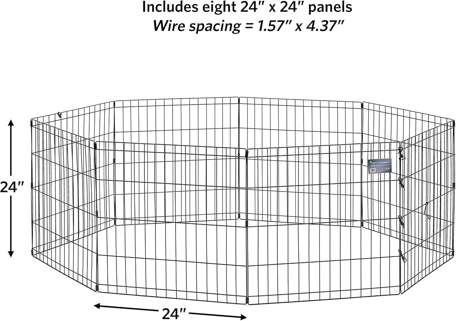 Midwest Homes for Pets 24-Inch Exercise Pen, for Indoor and Outdoor Use, 16 Sq Feet of Play, Folding Dog Pen, No Door Design for Maximum Security, Easy to Set Up, Foldable Dog Playpen