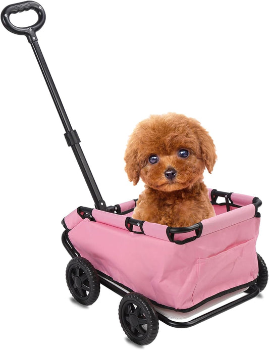 Cocoarm 4 Wheels Folding Pet Stroller Shopping Cart for Small Cats Dogs up to 28.6Lbs, Dog Cart for Travelling Shopping Walking Playing